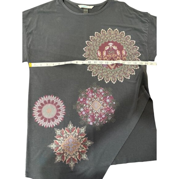 Desigual Womens Top Black Asymmetrical Hem Mandala Print Tunic Size M - Picture 5 of 8